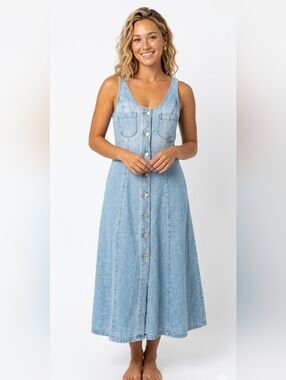 Guess Light Blue Denim Tank Dress Size 7 Or Small